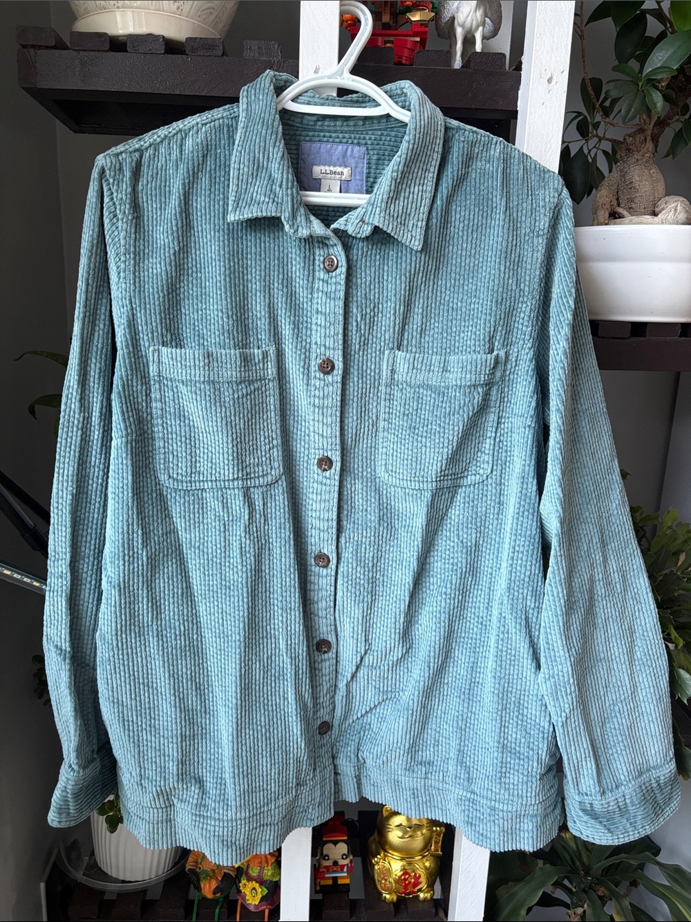 L.L. Bean Light Teal Corduroy Button-Front Jacket